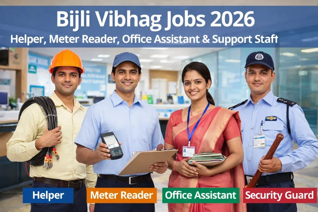 Bijli Vibhag Jobs 2026: Helper, Meter Reader, Office Assistant & Support Staff Recruitment Bijli Vibhag Jobs 2026