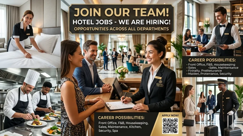 Hotel Jobs 2026 for Post-Graduation: Manager, Front Office Executive, Operations Head & Support Staff Recruitment Hotel Jobs 2026 for Post-Graduation